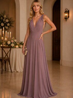 Lulu's Dance the Night Away Mauve Backless Maxi Dress Size Small